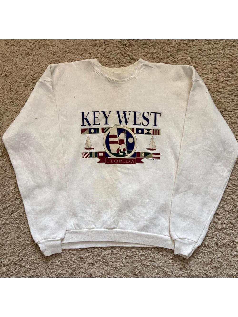 Vintage 90s White Hanes Key West Florida sweatshirt